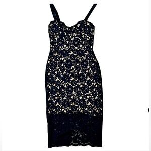 Black Lace bodycon midi dress with adjustable straps - Gold label H&M
